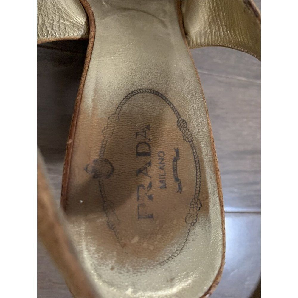 Pradaauthentic Womens Solid Brown Slingback Genui… - image 5